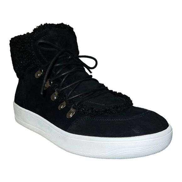 Steve Madden Womens Debora Mid-Top Sneakers Faux Sherpa Black 10M New - Picture 2 of 8
